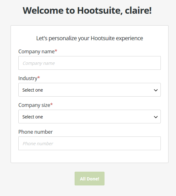 Hootsuite Signup